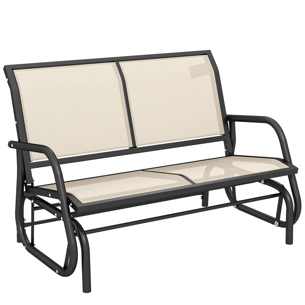 Panchina a Dondolo 2 Posti ¨C zephmum ¨C 120x70x85 cm Nero+Beige