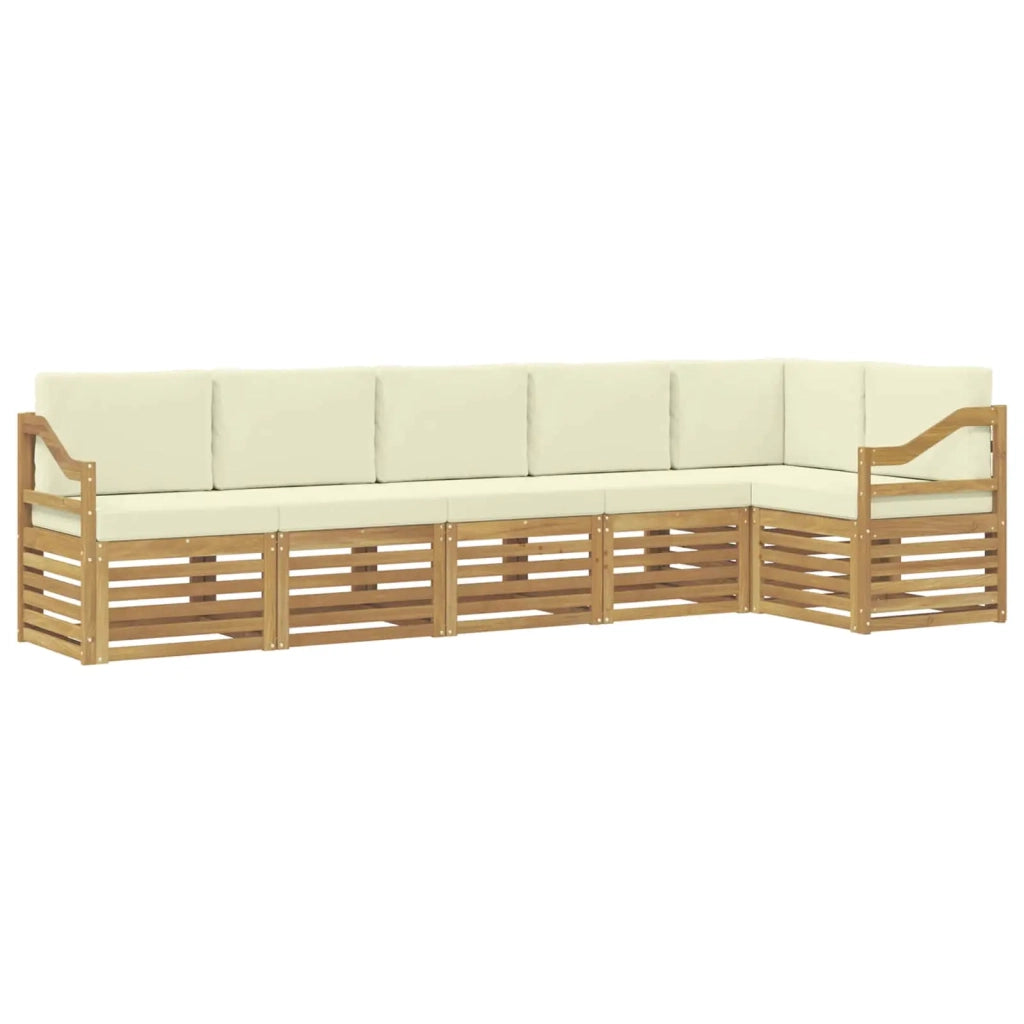 Set divano sezionale con cuscino 6 pcs Bianco e Crema