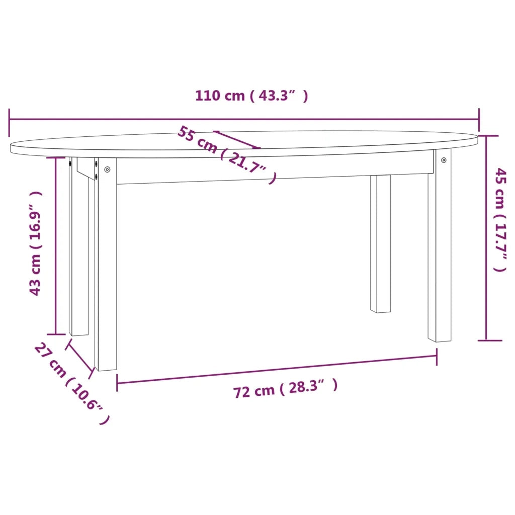 Tavolino da salotto | Tavolino da caff¨¨ | Tavolino da Soggiorno Grigio 110x55x45 cm Legno Massello di Pino