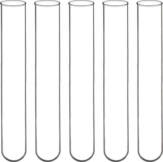 Borosilicato vetro Reattivi contenitori - Set da 50 - Fondi rotondi - 12mm OD - 75mm Lunghezza