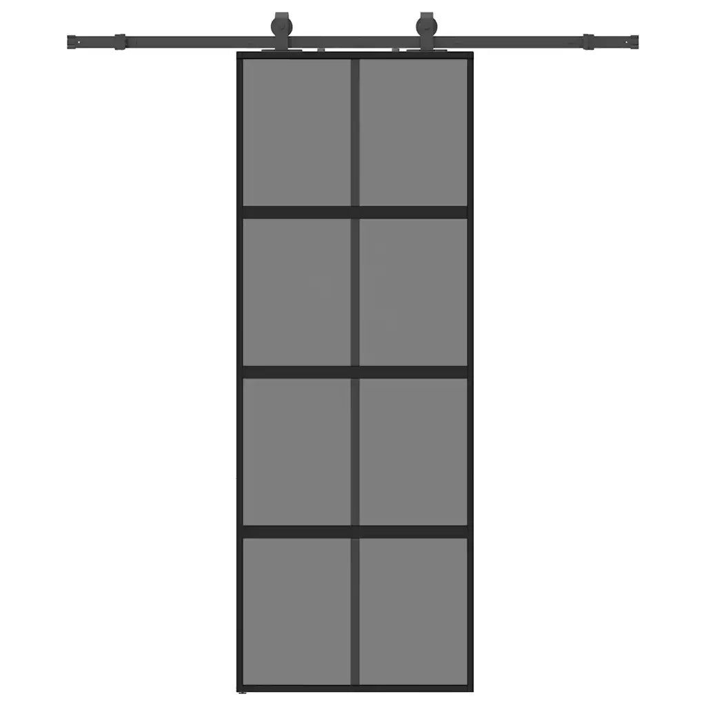 Porta Scorrevole Set Ferramenta Nera 76x205 cm Vetro Temperato