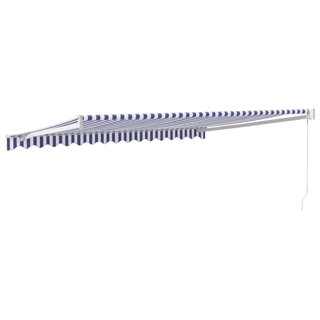 Tenda da Sole Retrattile-Tenda parasole per Patio Blu e Bianca 4x3 m Tessuto e Alluminio 296894