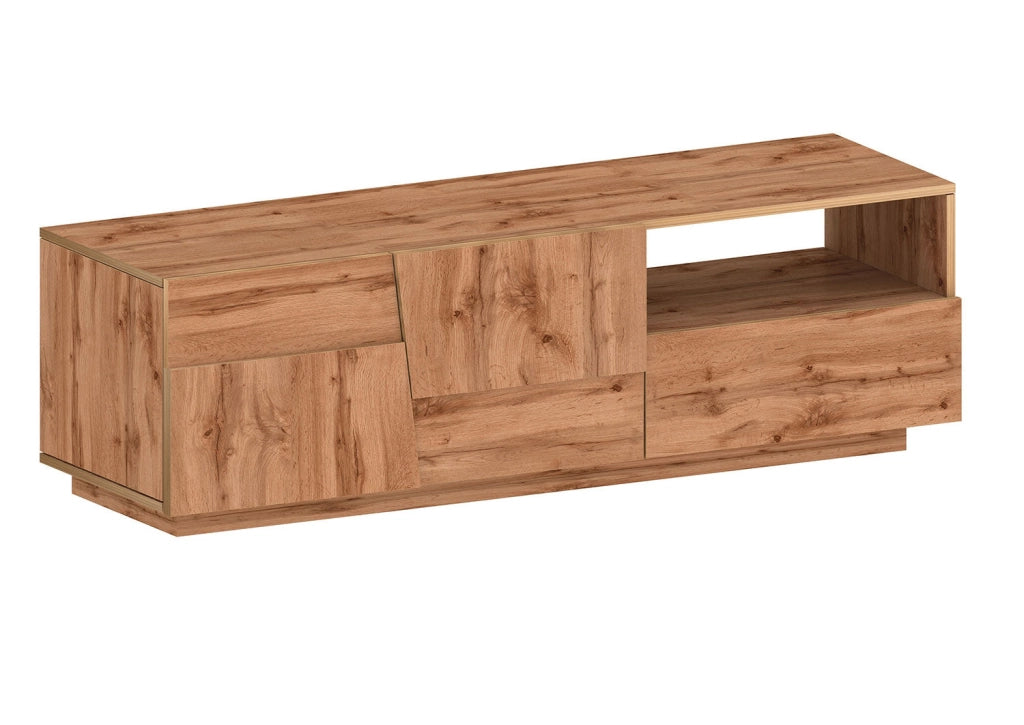 Mobile Tv 2 Anta 1 Cassetto e Ripiano a Giorno 150x45x46 cm Pongo 2A 1C Rovere Wotan