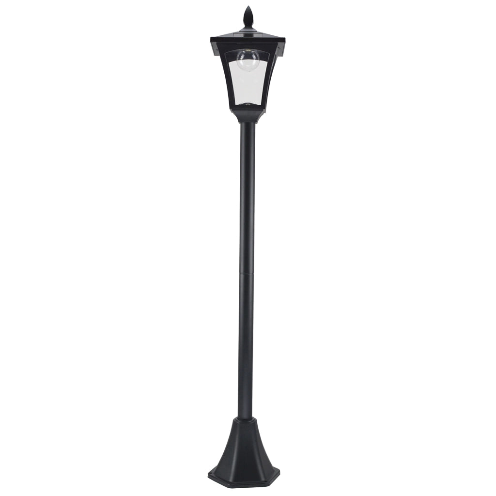 Lanterna da giardino solare a LED, design retrò, 29 lumen, IP44, nero, 15 x 15 x 120 cm