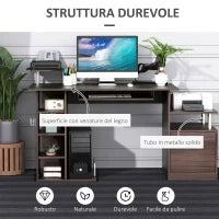 Scrivania per Computer Moderna con Cassetti, Ripiani e Tastiera Estraibile, Scrivania da Ufficio per Casa in Legno Marrone 152x60x88cm