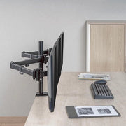 Sostegno per Monitor in Alluminio per 3 Monitori - 17-27 Pollici - Lunghezza Arme Regolabile 658 mm