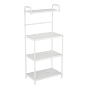 Carrello da cucina per microonde con 4 livelli struttura in metallo mensole a rete-Carrello multiuso Bianco