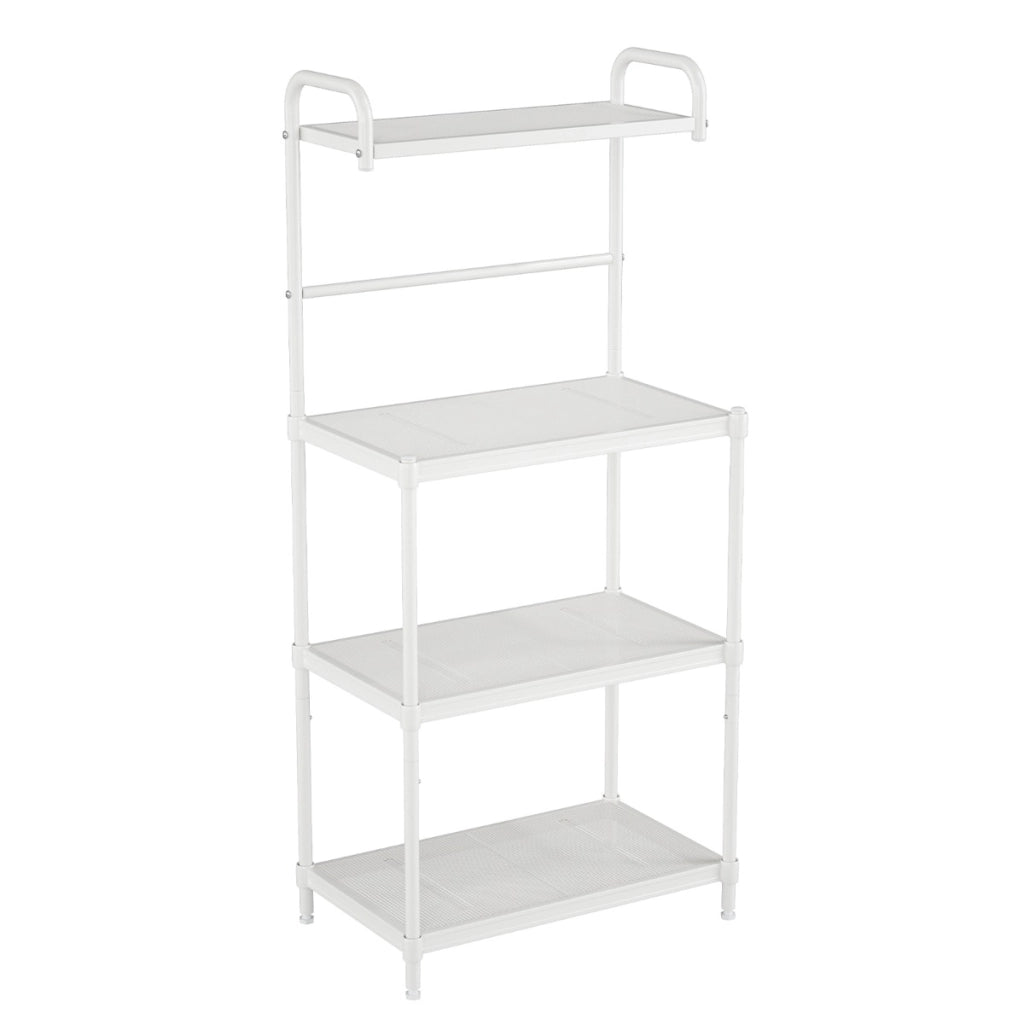 Carrello da cucina per microonde con 4 livelli struttura in metallo mensole a rete-Carrello multiuso Bianco