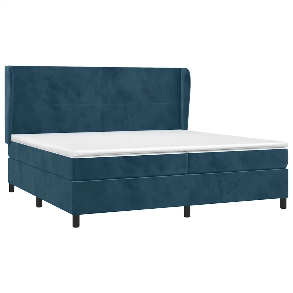 Giroletto a Molle con Materasso Blu Scuro 200x200 cm in Velluto 3129115