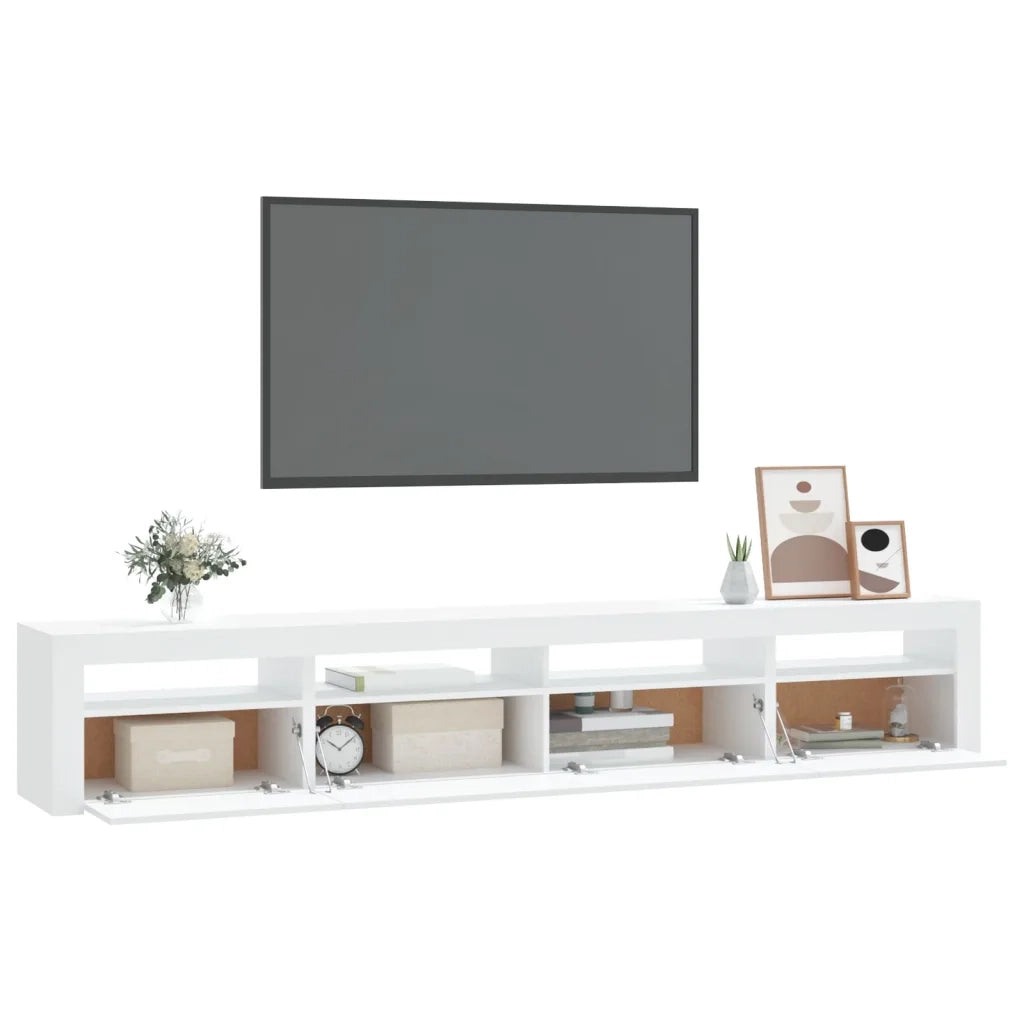 Mobile Porta TV con Luci LED-Credenza TV Bianco 240x35x40 cm