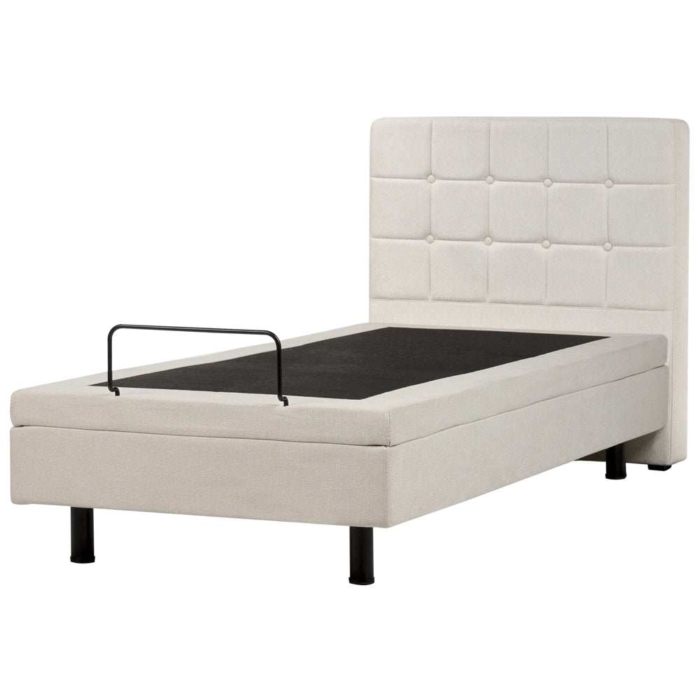 Letto Tessuto Beige Chiaro Elettrico Regolabile con Telecomando 90 x 200 cm