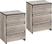 Set di 2 Cassetti Notturni con 3 Comparti - Cassetto Notturno in Legno Spaziale Grigio 45x35x60,5 cm