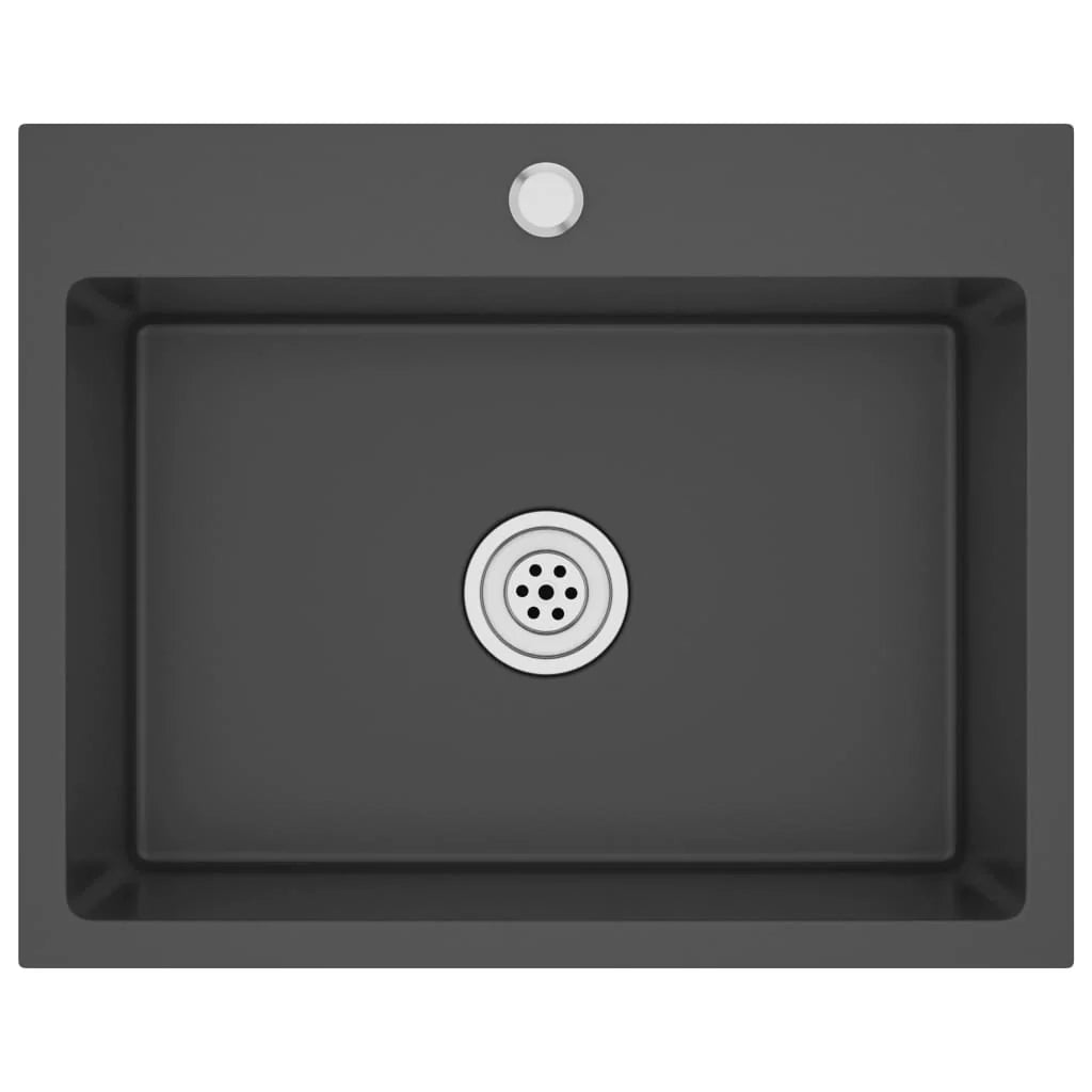 Lavello da cucina fatto a mano 59 x 44 cm acciaio inox nero 02_0002464