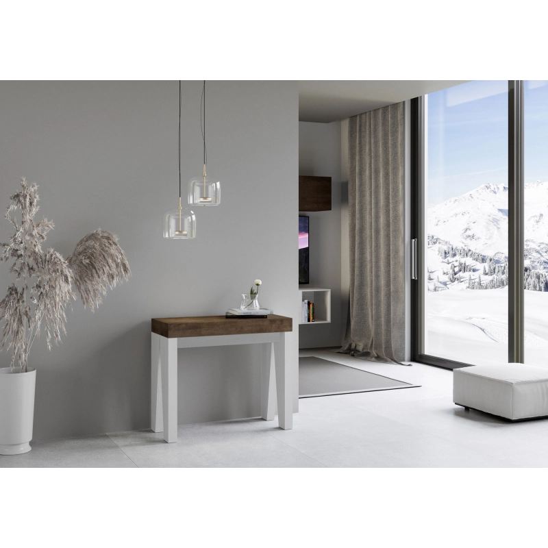 Consolle allungabile 90x40/196 cm Naxy Mix Small piano Bianco Frassino - Noce/Bianco Frassino