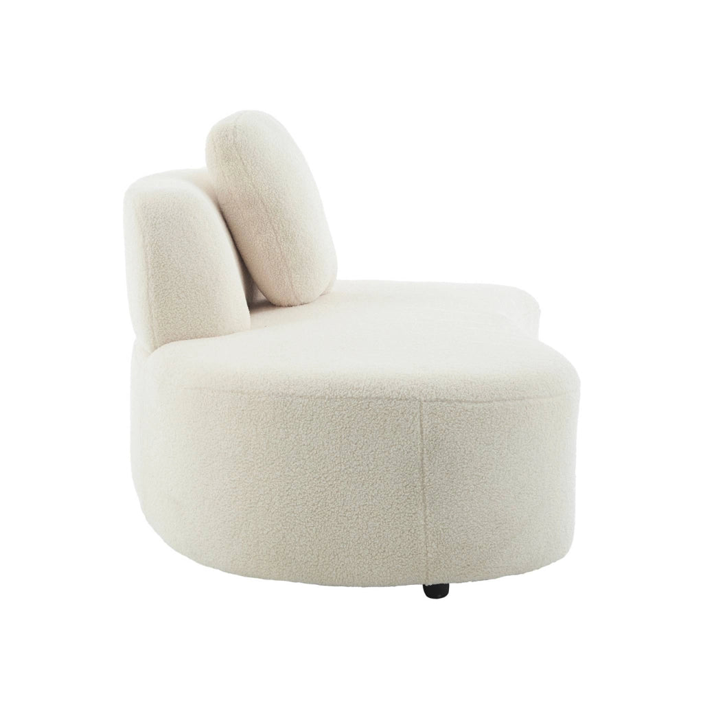 Divano organico a forma di virgola in bouclé, 2–3 posti, crema