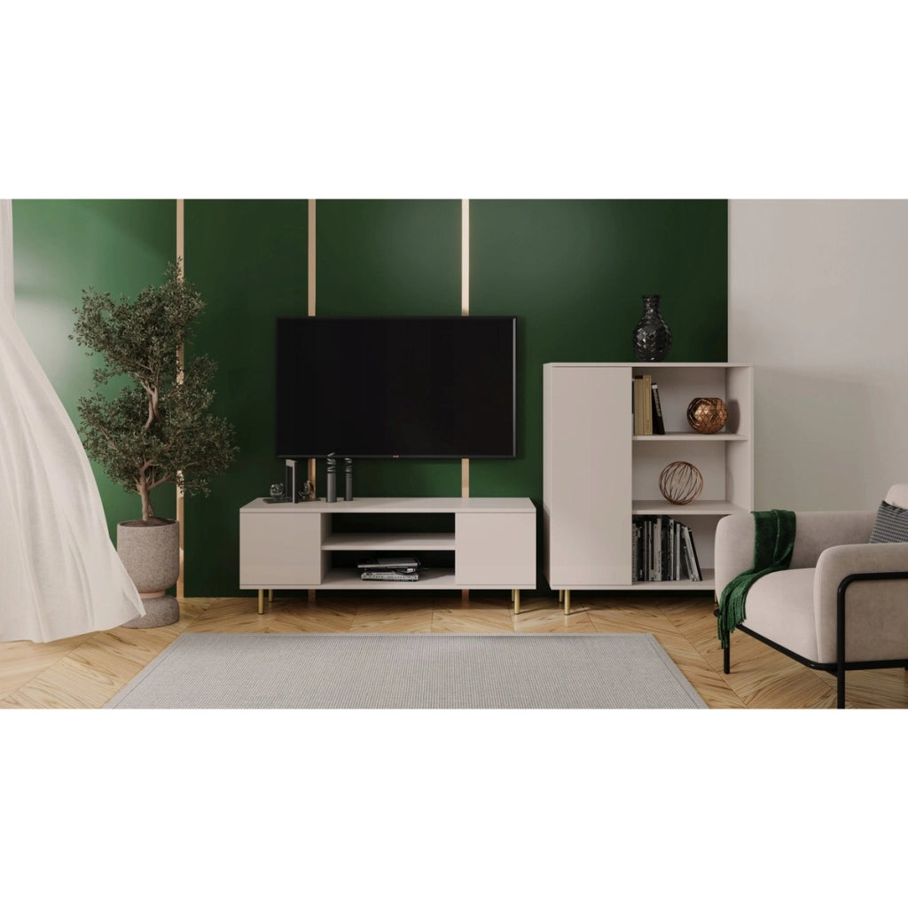 Mobile Porta TV Focus Cashmere 135 cm con Gambe Oro