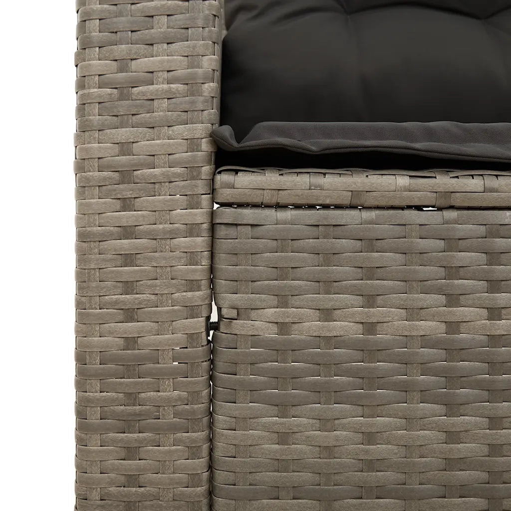 Divano da Giardino con Cuscini 3 Posti-Sofa da Giardino-Divano da esterno Grigio in Polyrattan 700659