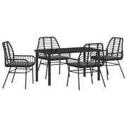 Set da Pranzo per Giardino 5 pz | Set Salotto da Giardino Nero polyrattan
