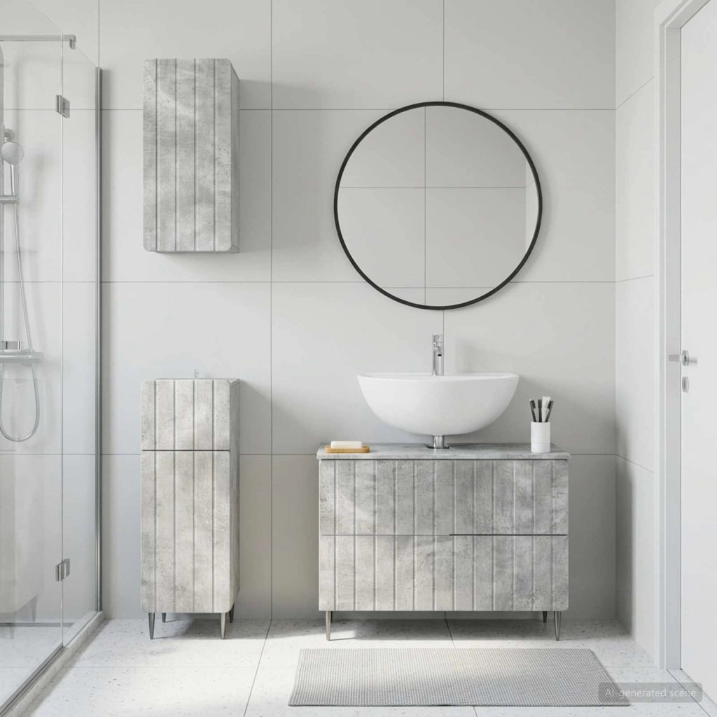 Set di armadietti da bagno in 3 pezzi ZWOLLE Grigio Cemento 3417759