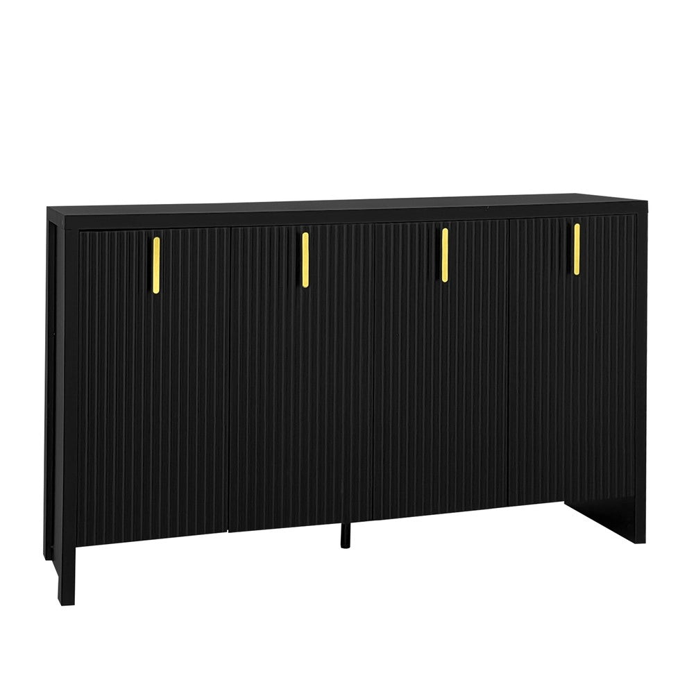 Credenza Moderna ¨C MINIMAL ¨C Nero, Maniglie Dorate, Ante con Inserti