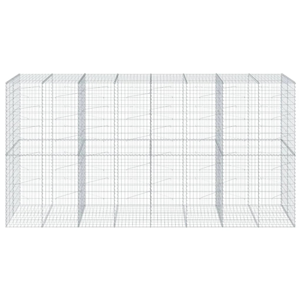 Gabbione recinto a gabbia muro di contenimento con coperchio 400 x 100 x 200 cm ferro zincato argento 02_0040161