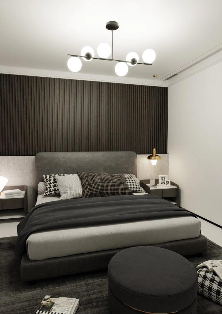 Lampadario Emibig BIOR 6xE14 nero con vetro bianco
