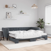 Divano Letto Estraibile Materassi Grigio Scuro 90x190cm Velluto
