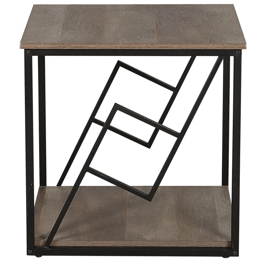 Tavolino Piano in Legno Scuro Struttura in Metallo Nero 56 x 56 cm Quadrato Moderno Soggiorno Industriale