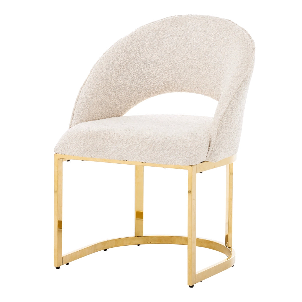 SEDIE DA PRANZO Set da 4 pezzi 59x56x80 cm Bouclé Beige e Oro