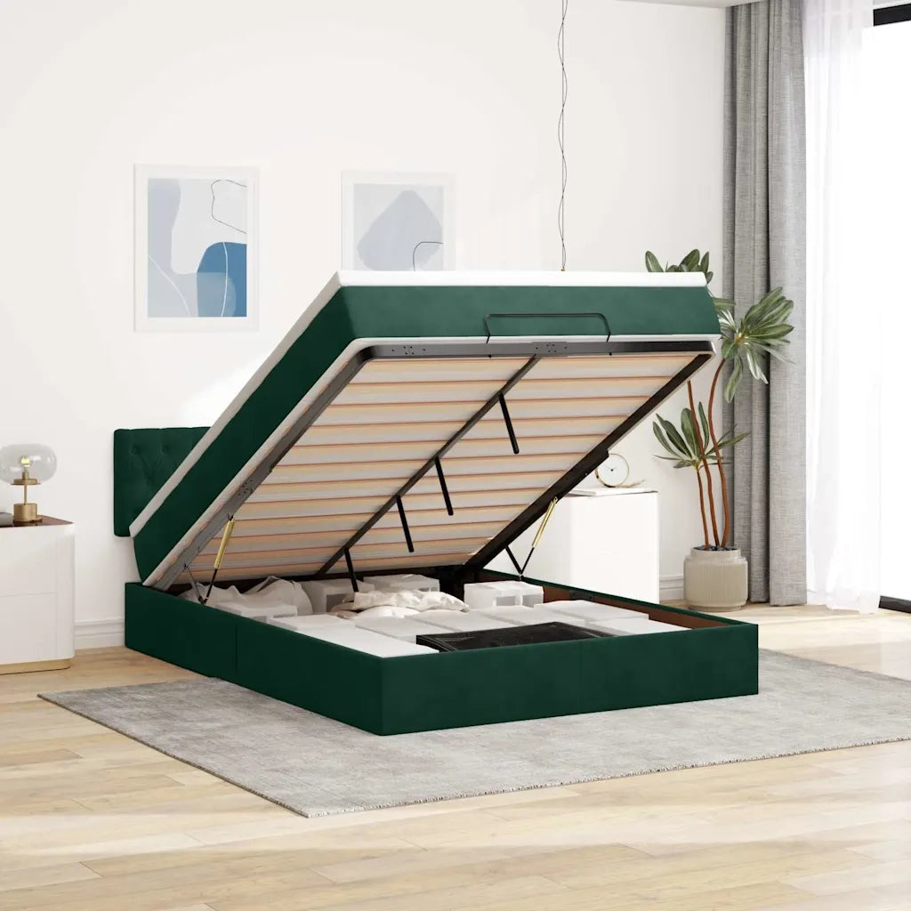 Struttura Letto Pouf con Materasso 140x200 cm in Velluto