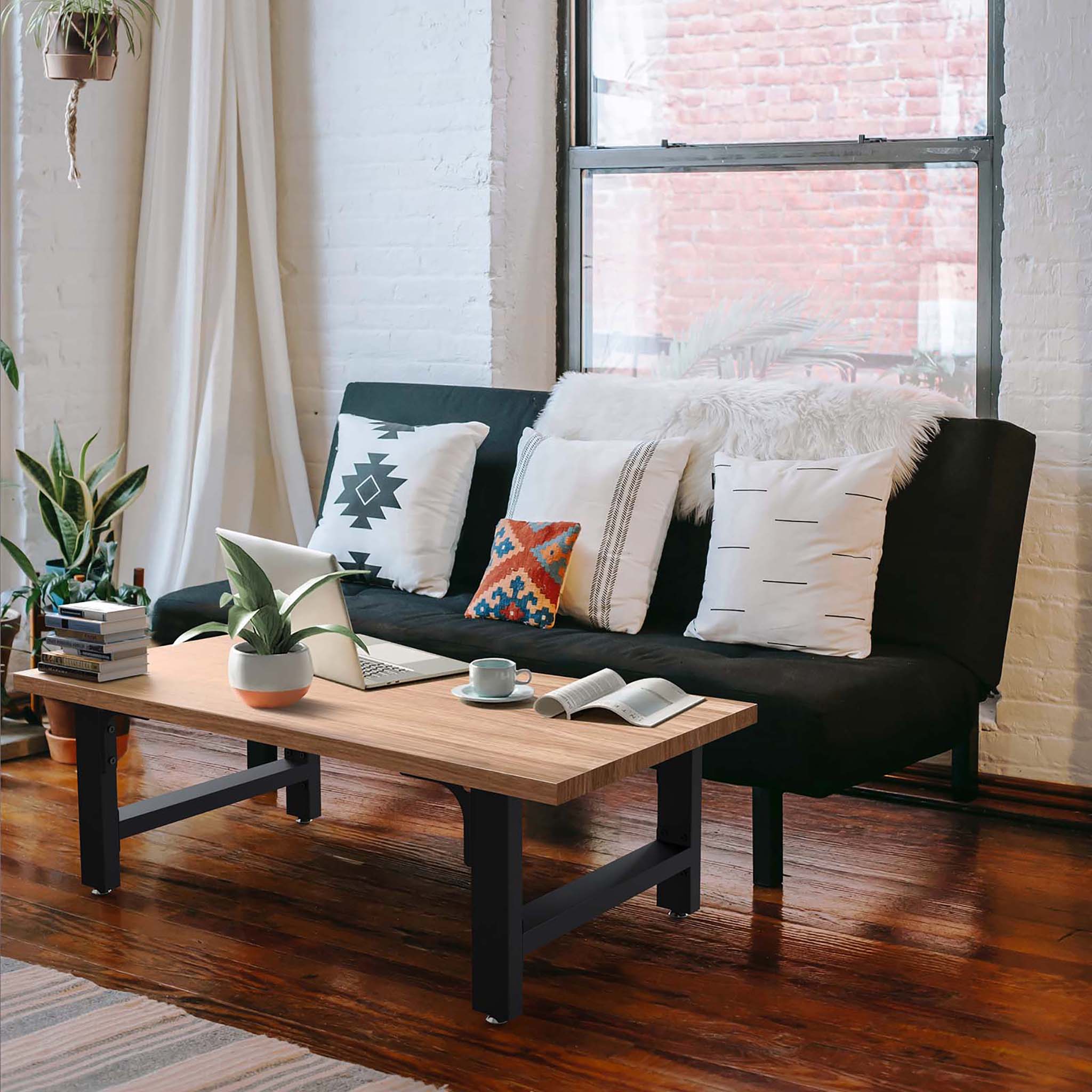 Base per tavolo 64x40 cm verniciatura a polvere nero Gambe quadrate tavolino