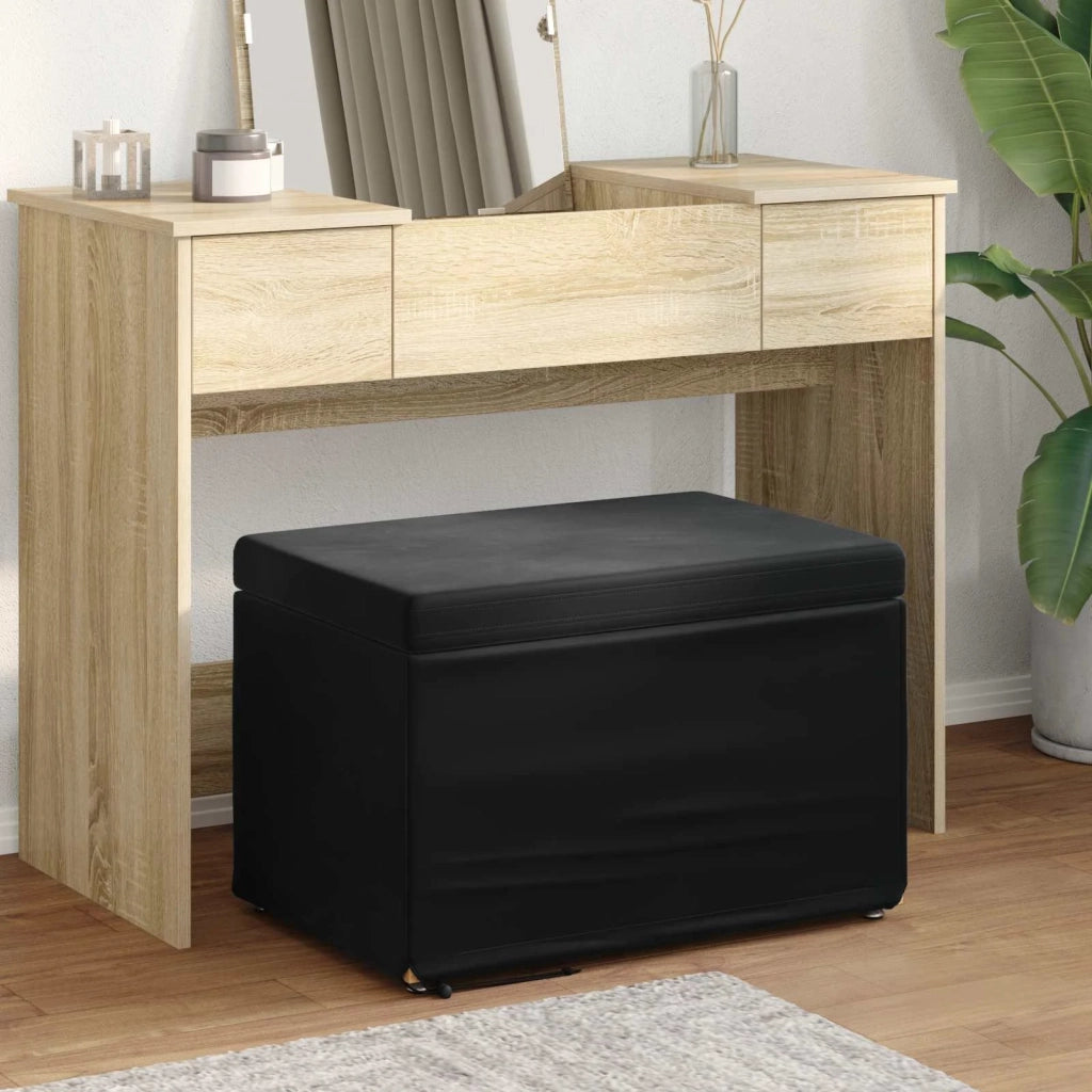 Pouf Nero 61 x 41 x 40 cm Velluto e Legno Ingegnerizzato