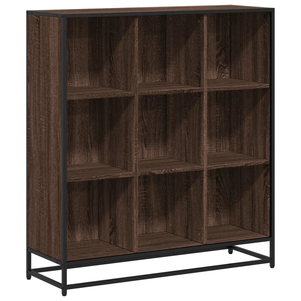 Libreria-Scaffale per Libri-Mobile di Stoccaggio Rovere Marrone 97,5x33x107,5 cm Multistrato e Metallo
