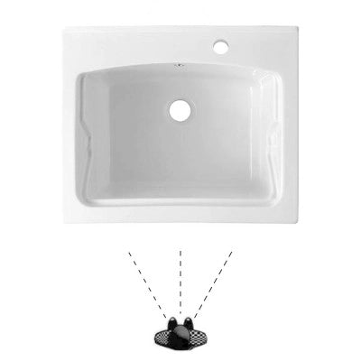 Vasca lavatoio 60x50 cm in ceramica bianca con foro rubinetto a destra