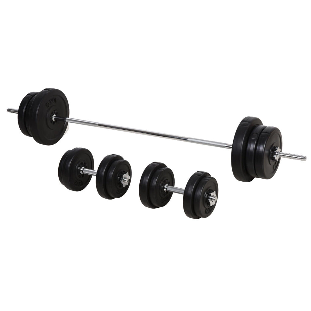Set di Pesi 55 kg con Mancuernas e Barra ¨C zephmum ¨C Nero, Ajustable, 170 cm