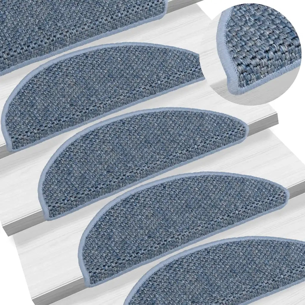 Tappeti Autoadesivi per Scale Aspetto Sisal 15pz 56x17x3 cm Blu 326862