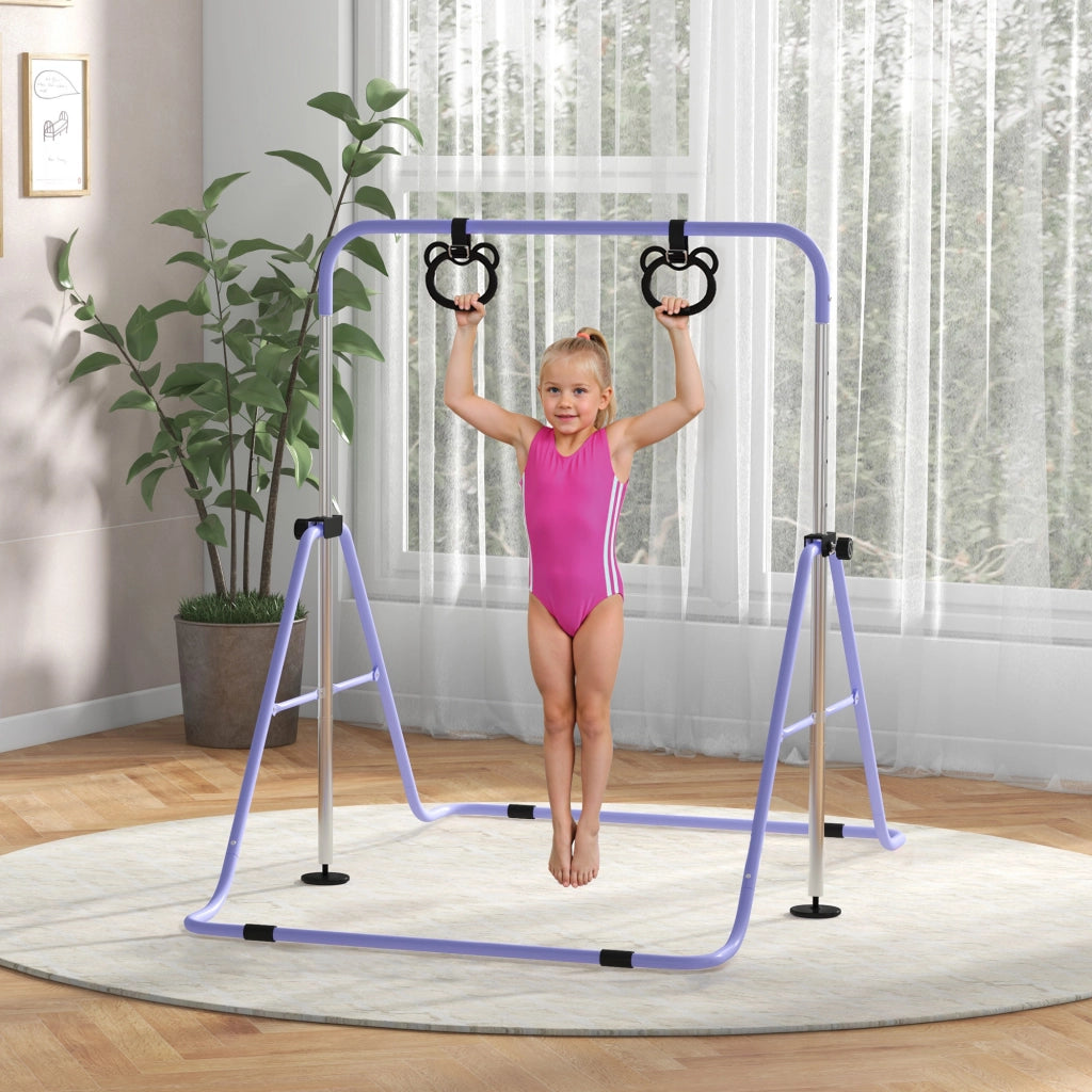 Sbarra per Trazione Regolabile per Bambini ¨C zephmum ¨C 5 Altezze, Anelli, Viola, Pieghevole