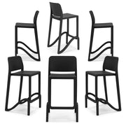 Set 6 sgabelli in polipropilene GIANO altezza seduta 75cm, impilabile, idrorepellente, resistente ai raggi UV, design moderno e innovativo, ideale per la cucina, la veranda o giardino colore Ghisa