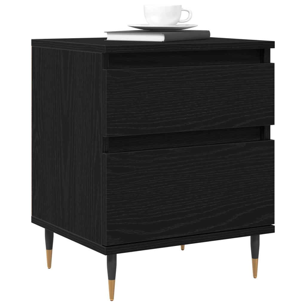 Comodino  Nero Rovere 40x35x50 cm in Legno Ingegnerizzato