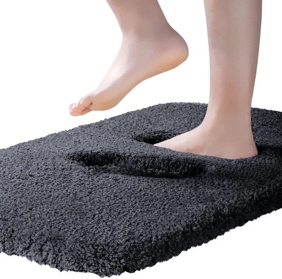 Pavimento da bagno estremamente spesso, pavimento antiscivolo da bagno, pavimento da bagno altamente assorbente, pavimento da bagno super morbido, pavimento da bagno a microfibra, lavabile in lavatrice, 40 x 60 cm, nero