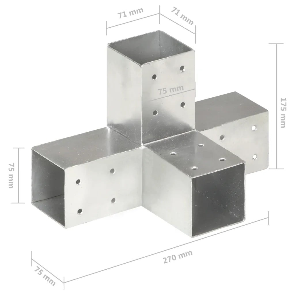 Connettore per Pali a Forma di X in Metallo Zincato 71x71 mm cod mxl 60669