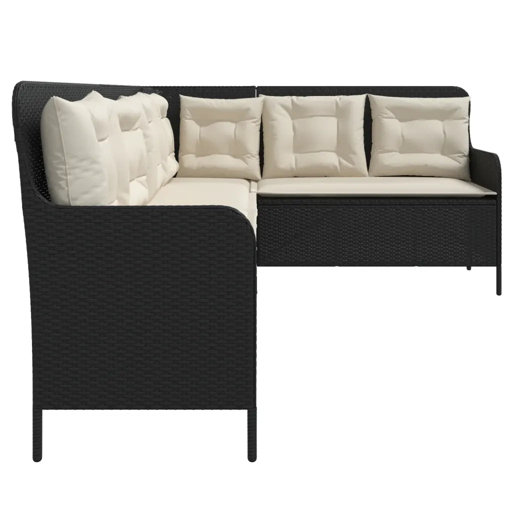 Divano da Giardino a L con Cuscini-Sofa da Giardino-Divano da esterno Nero in Polyrattan 998576