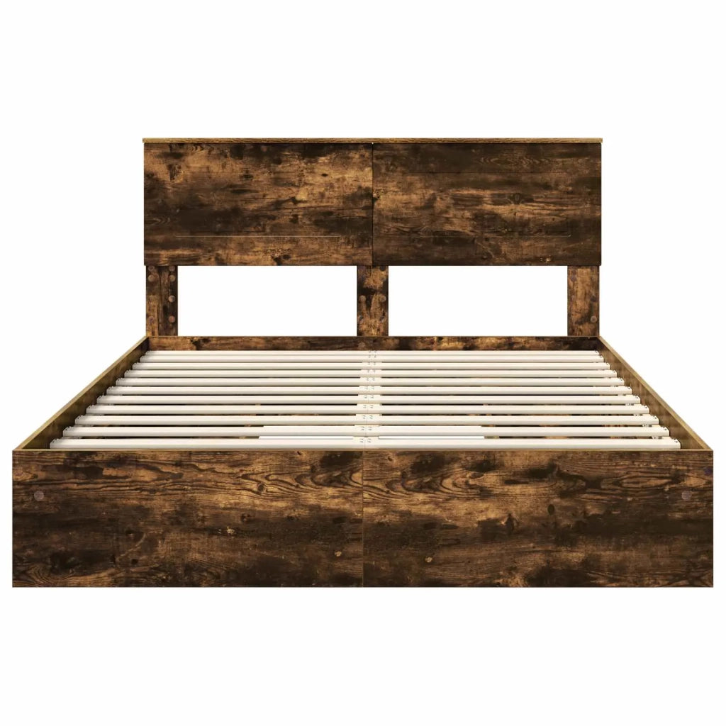 Letto con Contenitore con testiera Rovere fumé 160 x 200 cm 3408442