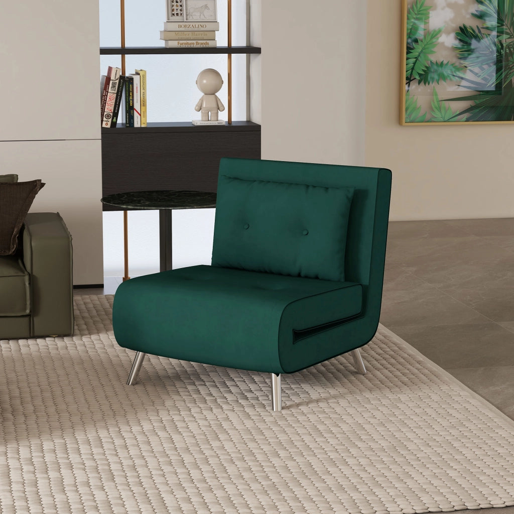 Poltrona reclinabile con poggiapiedi ¨C zephmum ¨C Tessuto verde, 77x88x83 cm