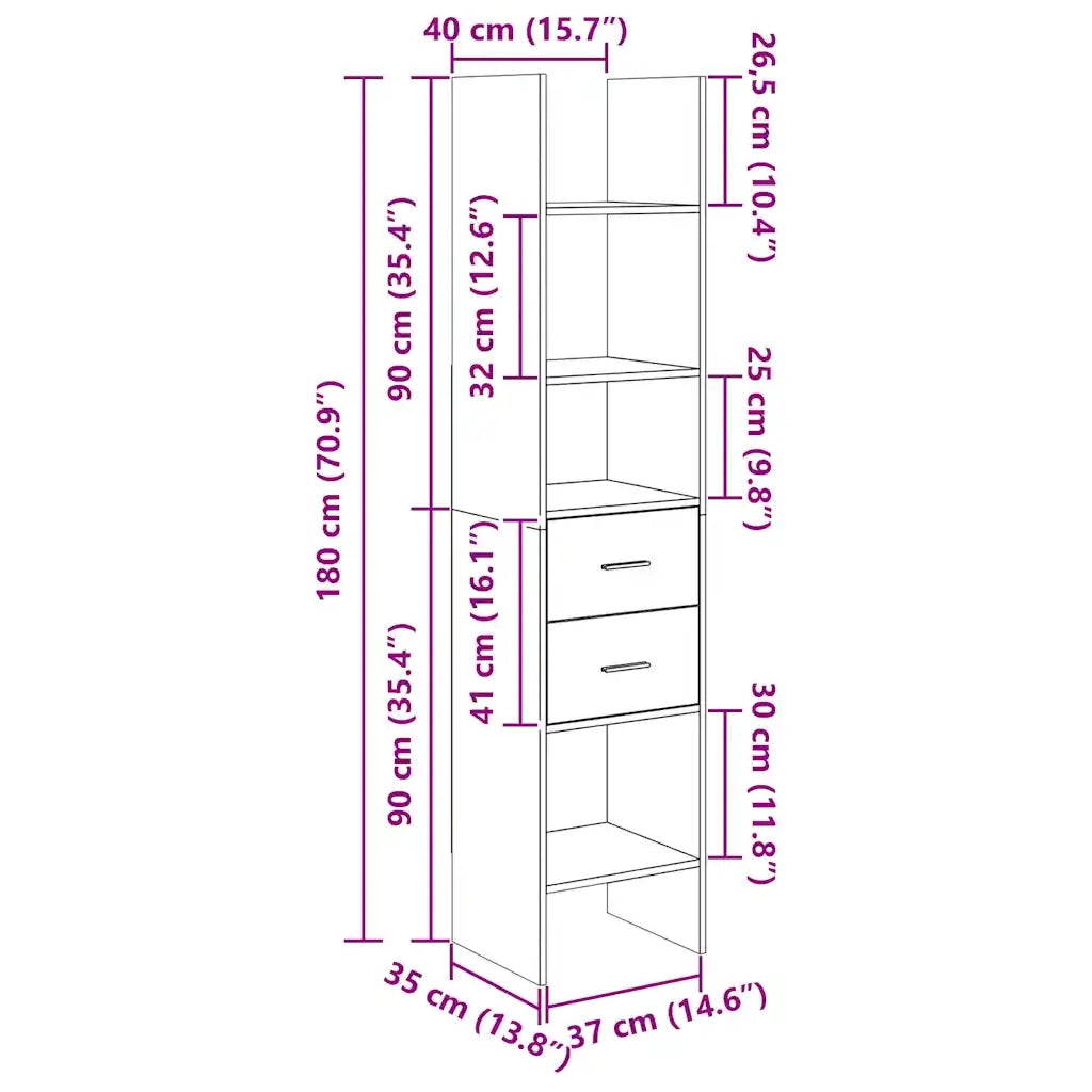 Libreria-Scaffale per Libri-Mobile di Stoccaggio Rovere Sonoma 40x35x180 cm in Legno Multistrato 429104