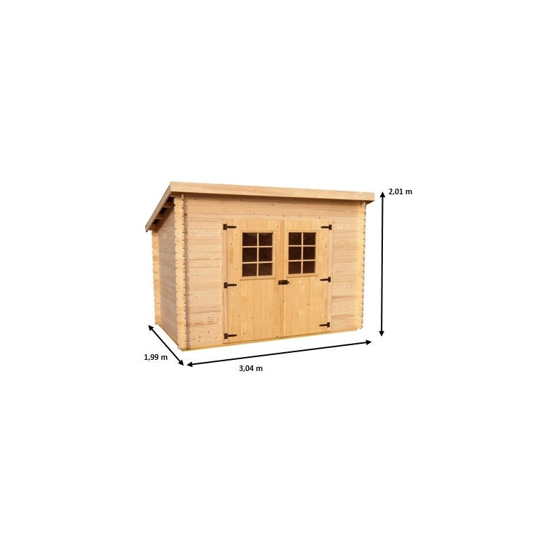 Casetta in legno da giardino con porta vetrata – 300x184 cm – tavole 20 mm, tetto bitumato rosso – CH3019.02N Foresta