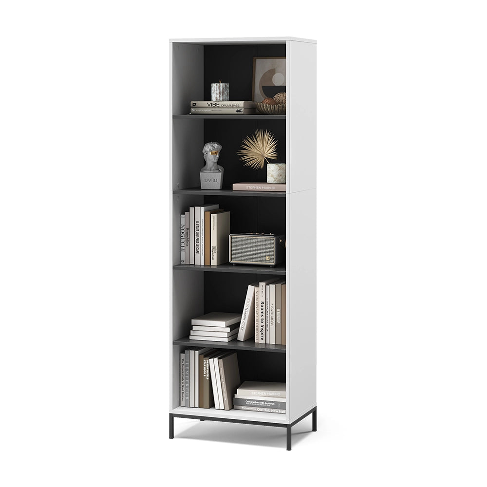 Libreria Eliza Bianco 60 x 180 cm con 5 scomparti Vicco
