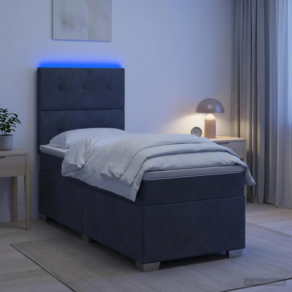 Letto box spring con materasso Grigio Scuro 90 x 200 cm Velluto 3455031