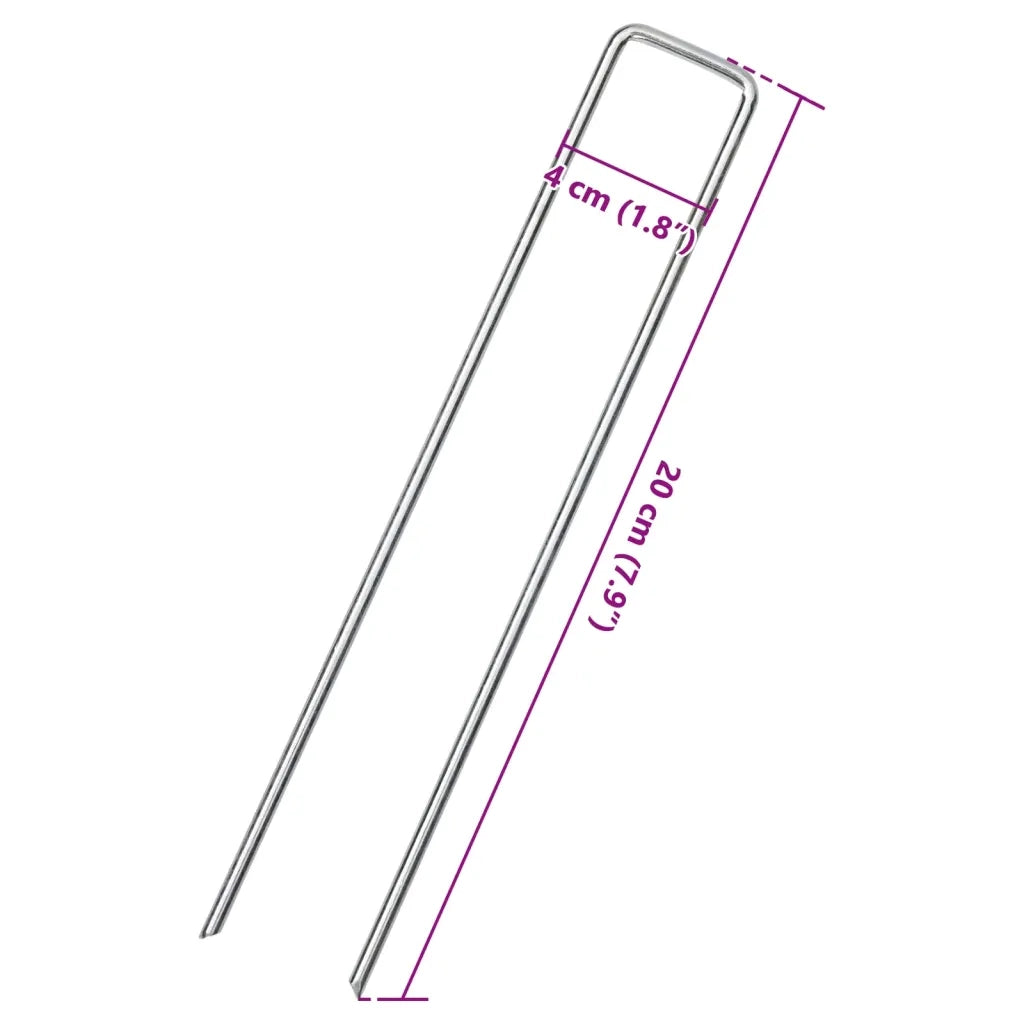Picchetti da Terra a Forma di U 25 pz 20x4 cm in Acciaio Zincato CFW2483957