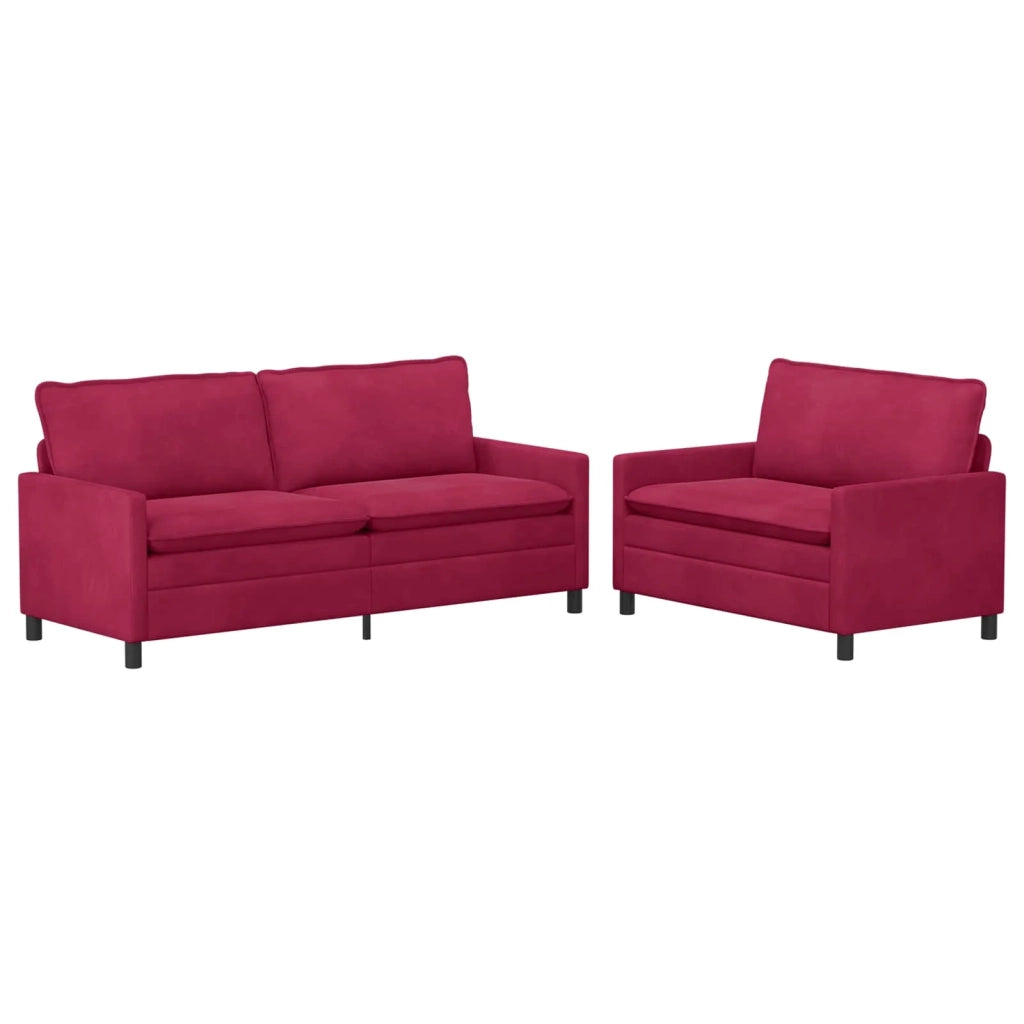 Set di divani 2 pcs Rosso Vino Velluto